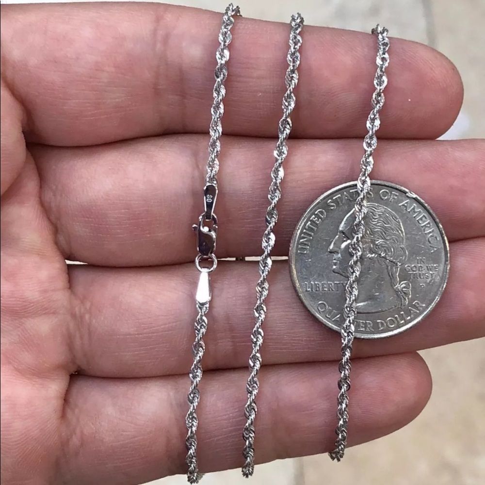 REAL 10K Solid White Gold Rope Chain 20” Brand New